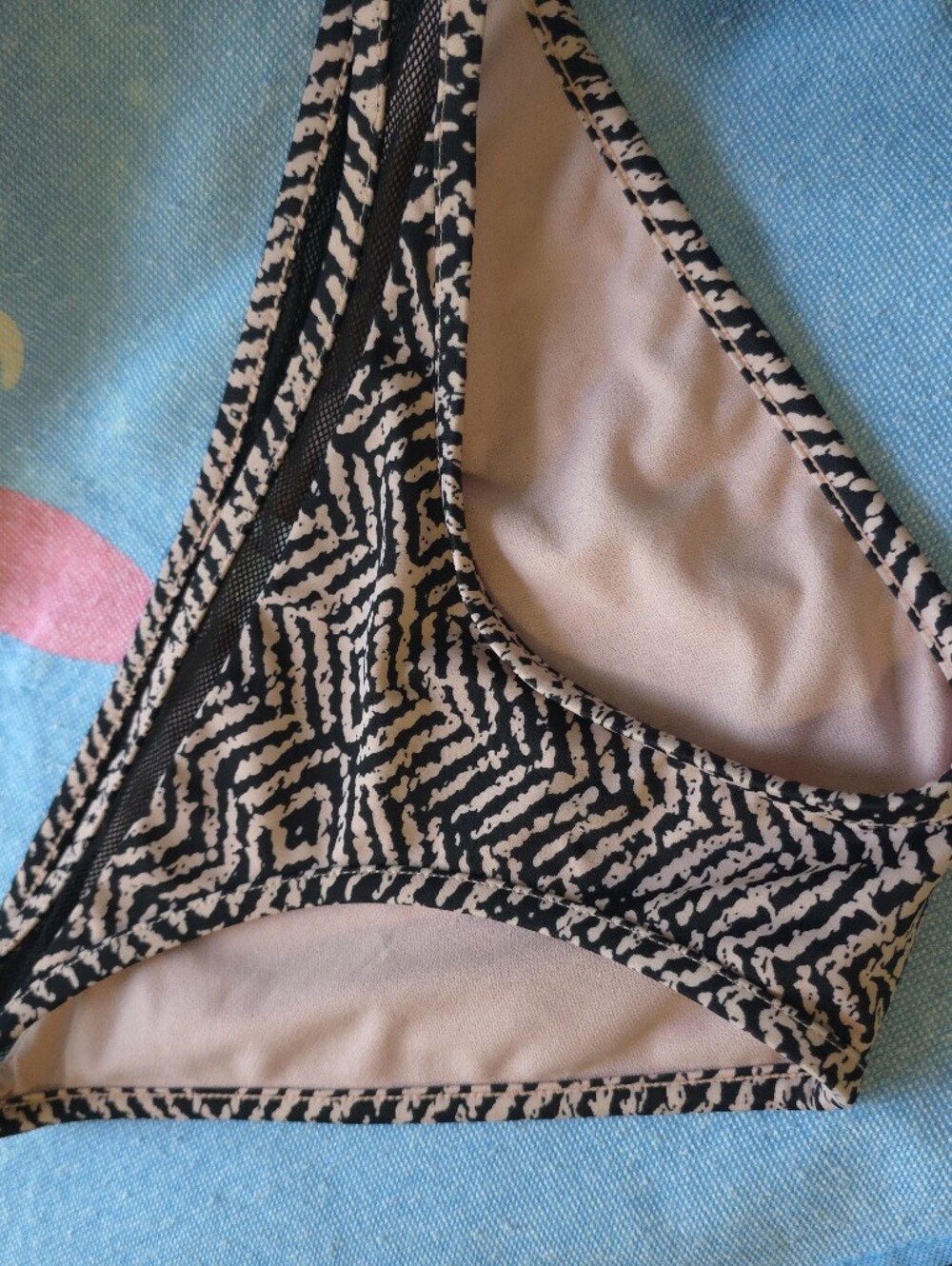 Zebra Print Bikini Bottoms in Black and Beige